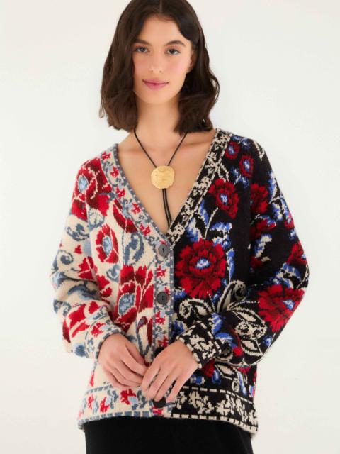 Black Mixed Valentina V Neck Knit Cardigan