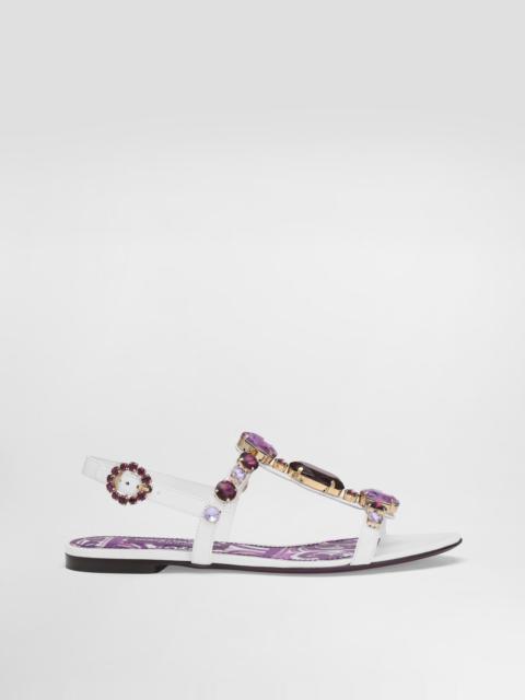 Flip-flops with jewel embroidery