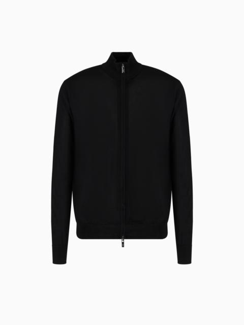Virgin-wool full-zip cardigan