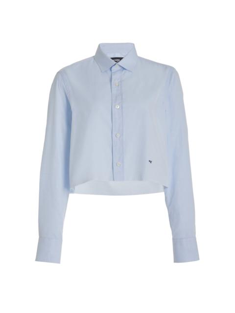 Cotton Cropped Shirt blue