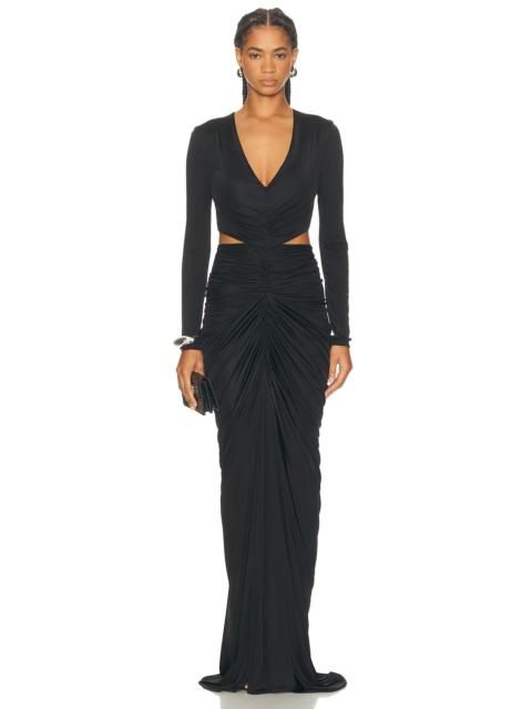 V-Neck Cut Out Pocket Gown