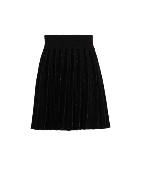 Pleated glitter knit skirt