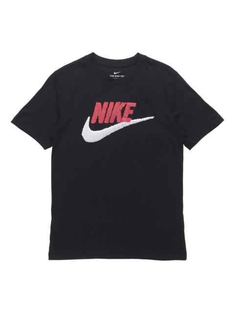 Nike Sportswear Logo Printing Round Neck Short Sleeve Obsidian Color Black AR4994-013