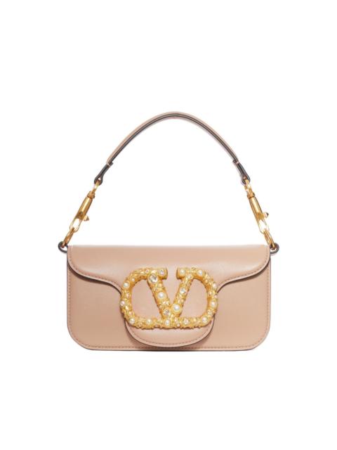VLogo pearl-embellished leather shoulder bag