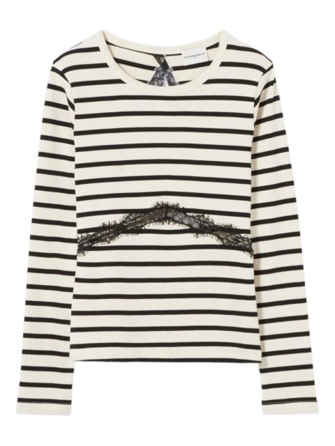 striped lace-band top