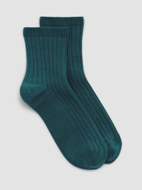 Cotton Wide-Rib Short Crew Sock