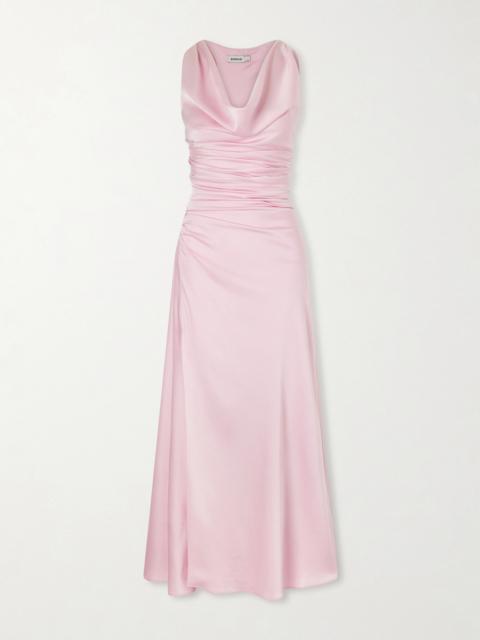 Melaney Draped Gathered Satin Gown
