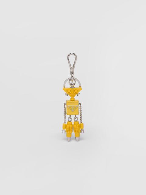 Saffiano leather robot trick keychain