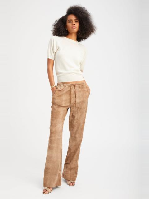 SEPIA SUEDE STRAIGHT LEG PANTS