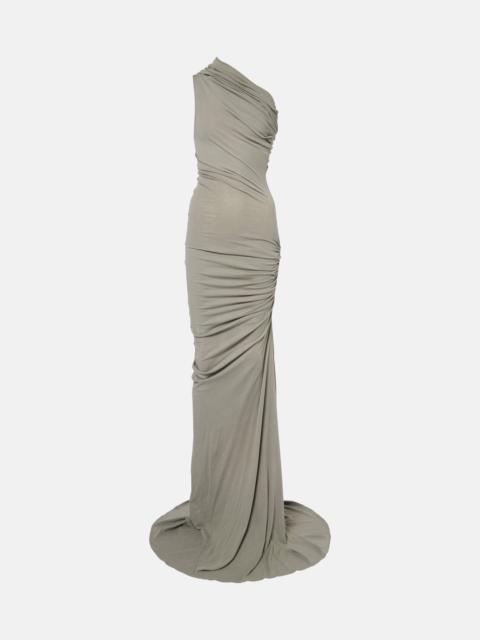 Pillar one-shoulder cotton-blend gown