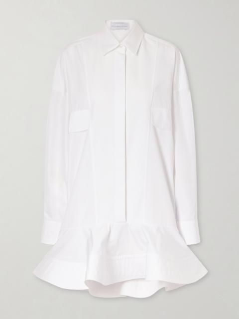 Piqué-trimmed Cotton-poplin Mini Dress