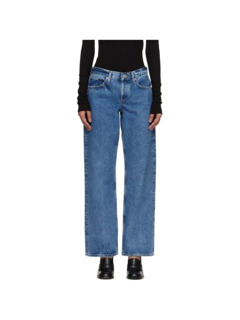 Blue Low Rise Loose Jeans