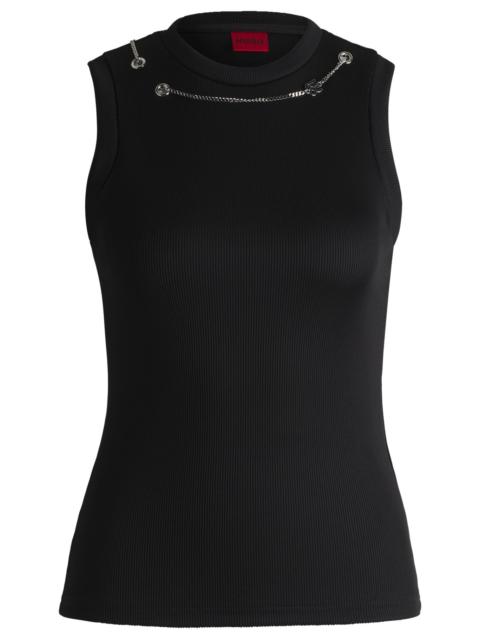 SLIM-FIT TANK TOP WITH DETACHABLE LOGO CHAIN