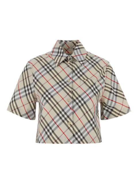 check-pattern short-sleeves shirt