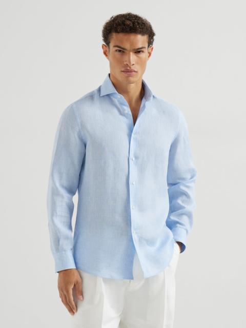 Linen easy fit shirt with spread collar