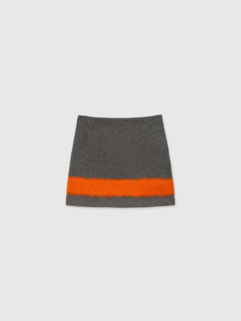 Charcoal miniskirt in wool cloth with contrasting band