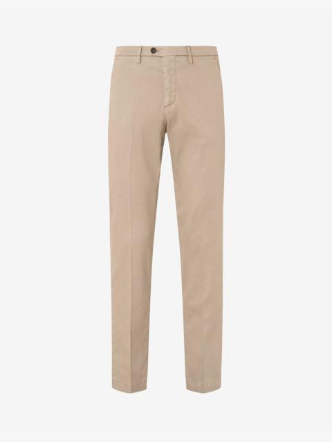 Beige garment-dyed gabardine trousers