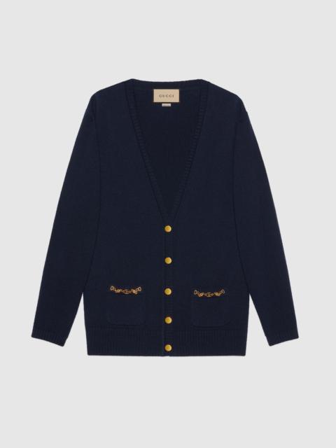 Cashmere cardigan with chain detail