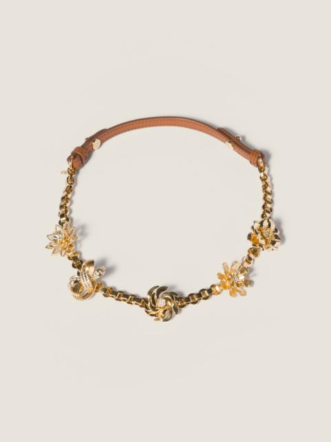 Metal and leather necklace