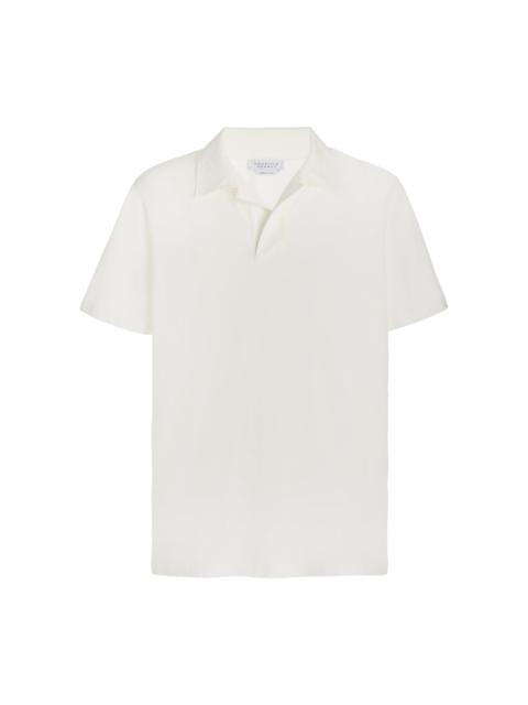 Jaime Short Sleeve Polo in White Cotton