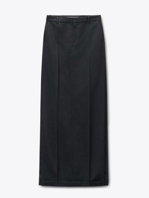 Black Wool Mohair Tailored Maxi Skirt