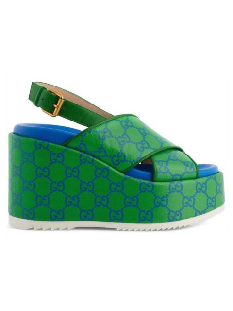 Gucci GG Supreme Platform Sandals Green Blue (Women's)