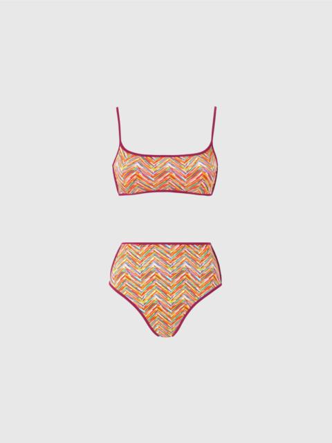 Reversible bikini with print and high bottom