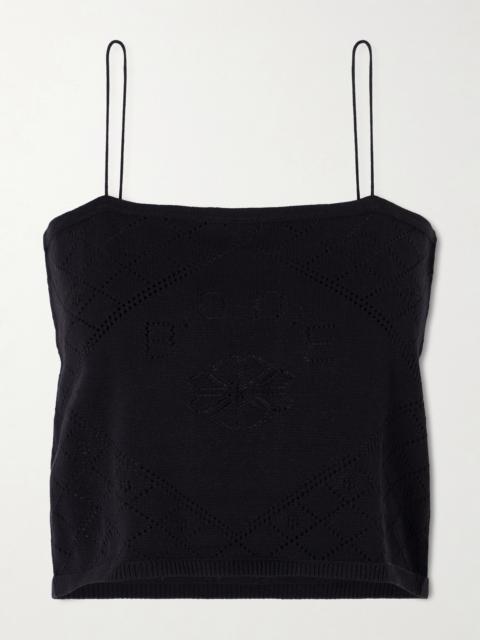 Anisette Cropped Embroidered Cotton Tank Top