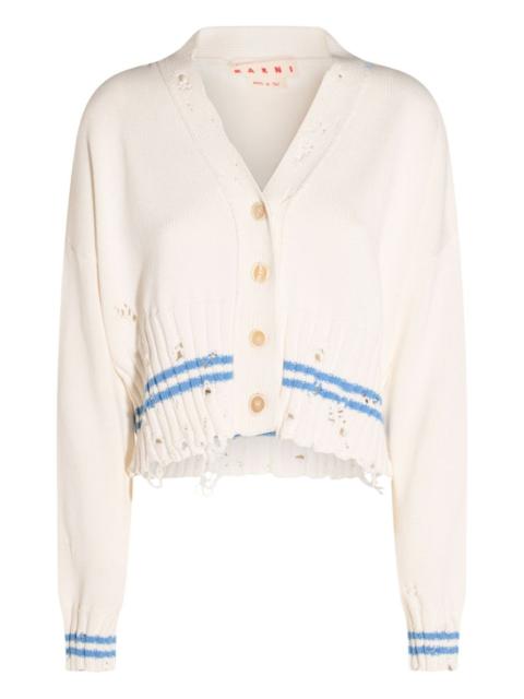 distressed-effect cardigan