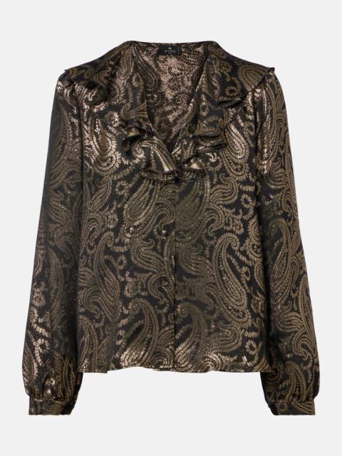 Paisley ruffled silk-blend blouse