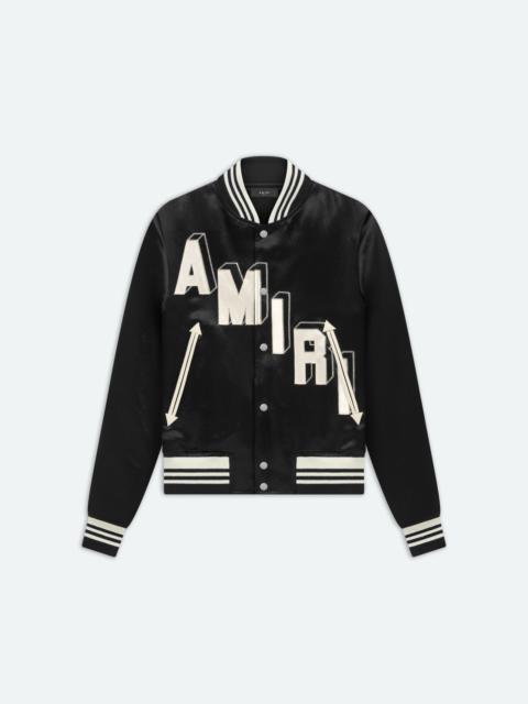 SATIN CROPPED VARSITY JACKET