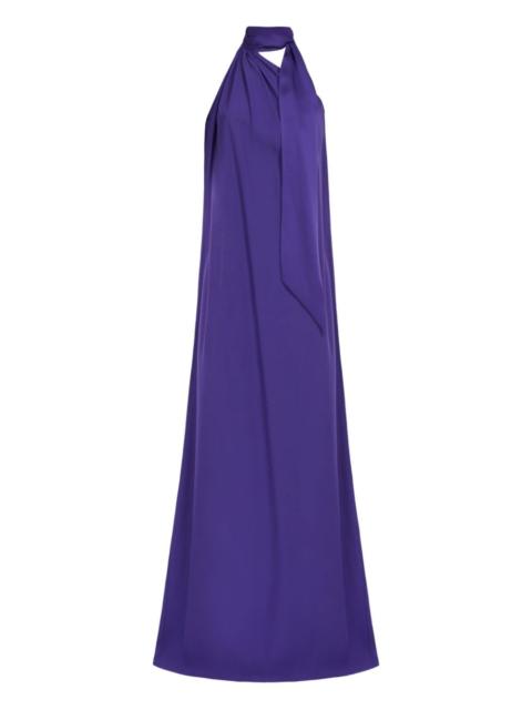 Astor halterneck-tie maxi dress
