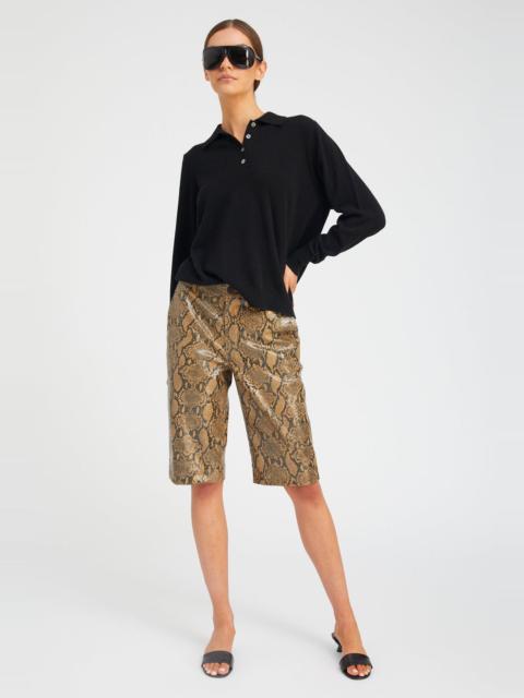TAN PYTHON LEATHER BERMUDA SHORTS