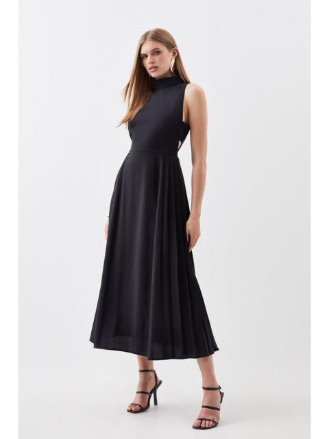Soft Tailored Pleated Panel Maxi Dress