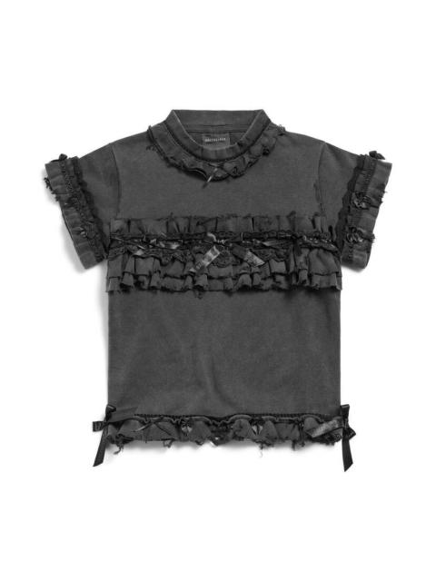 Women's Ruffle T-shirt in Washed Black