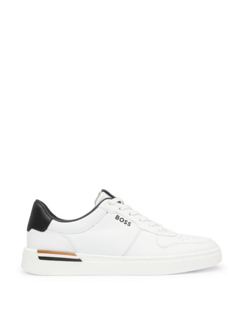 LEATHER CUPSOLE TRAINERS WITH SIGNATURE DETAILS