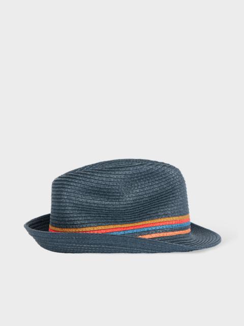 Navy 'Artist Stripe' Trim 'Trilby' Hat