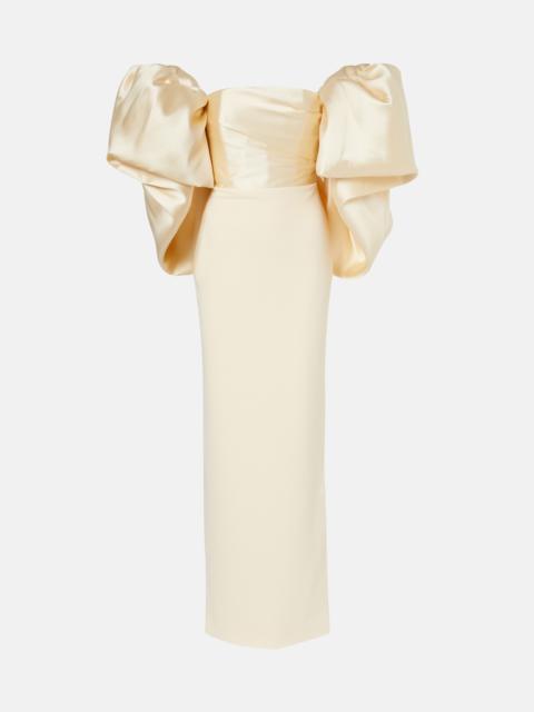 Floris strapless satin and crêpe gown