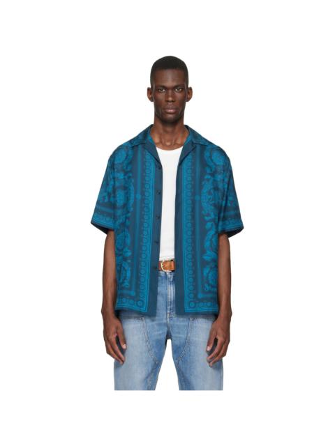 Blue Barocco Silk Shirt