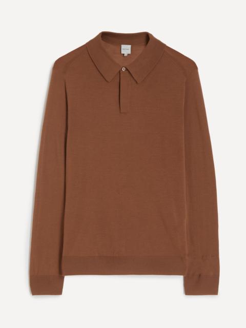 Brown Merino Wool Polo Jumper