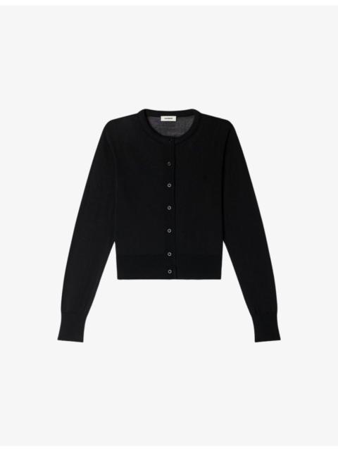 Cropped Padded-Collar Cotton-Blend Cardigan