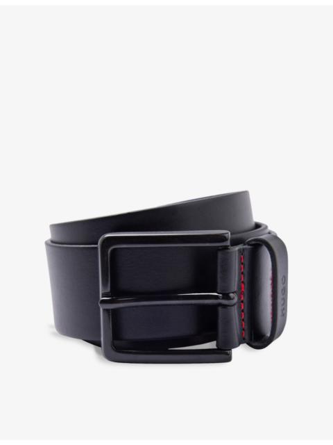 Logo-embossed leather belt