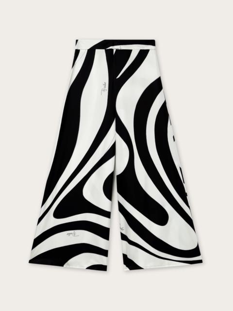 MARMO PRINT SILK TWILL WIDE-LEG PANTS