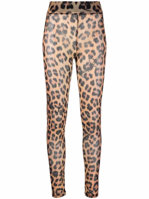 leopard-print semi-sheer leggings