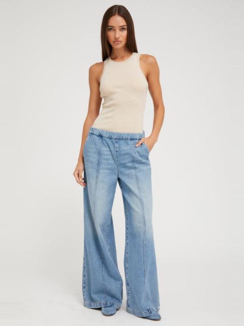 PARADIS DENIM WIDE LEG PINTUCK PANTS