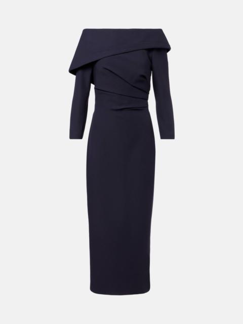 Off-shoulder crêpe midi dress