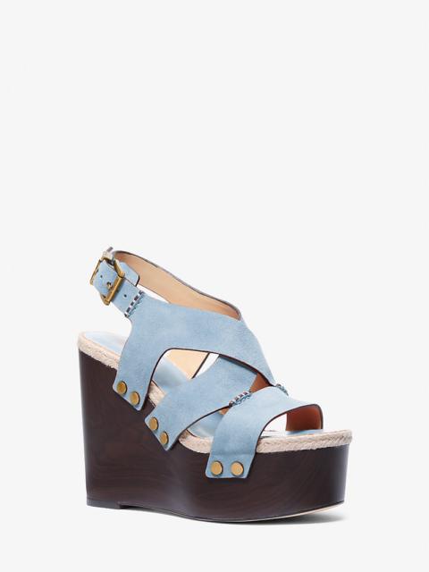 Raven Studded Suede Wedge Sandal