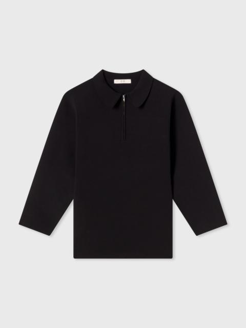 Collared Zipper Polo Top in Viscose