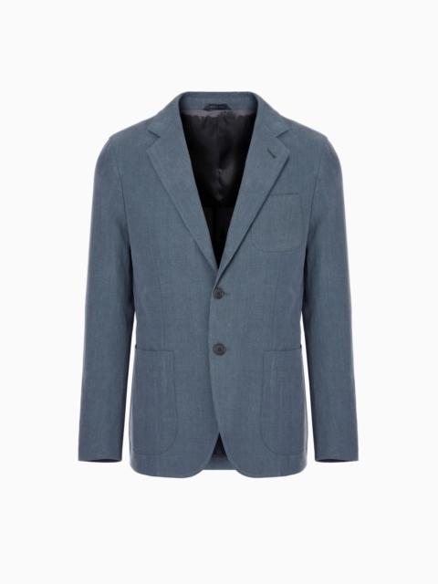UPTON LINE SINGLE-BREASTED JACKET IN LINEN CANVAS