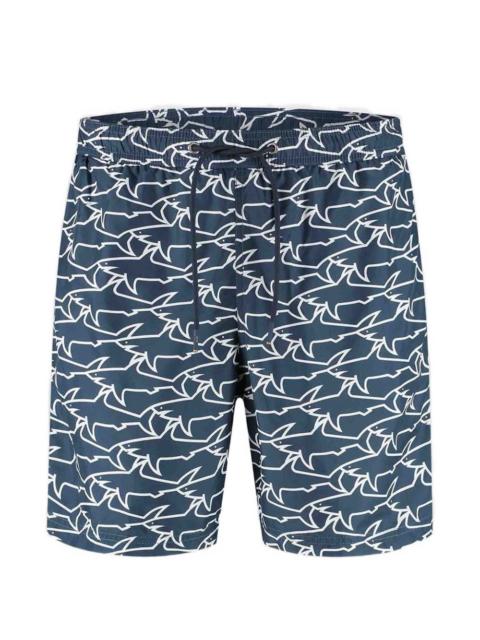 shark-print swim shorts